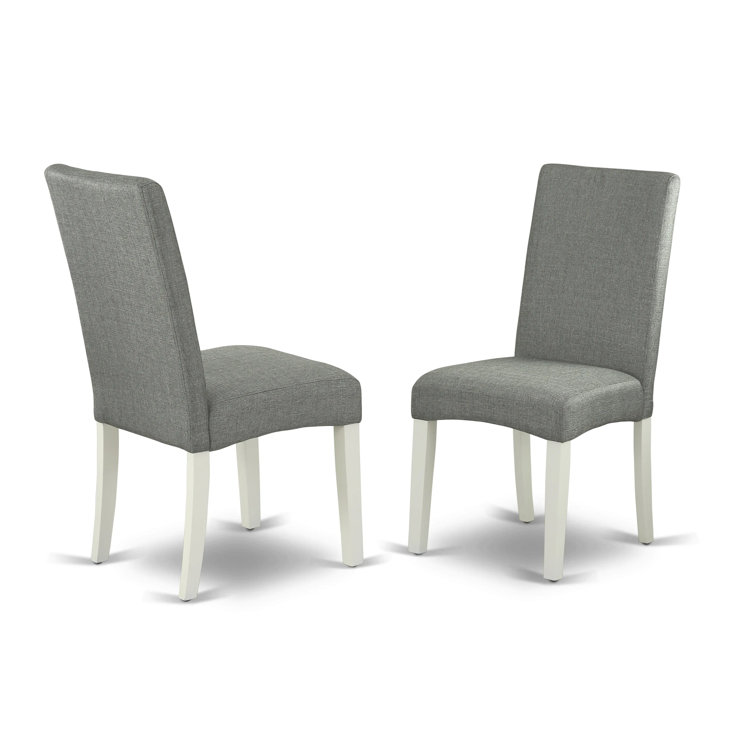 Linen White Extendable Dining Table with 8 Gray Chairs