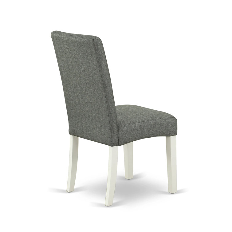 Linen White Extendable Dining Table with 8 Gray Chairs