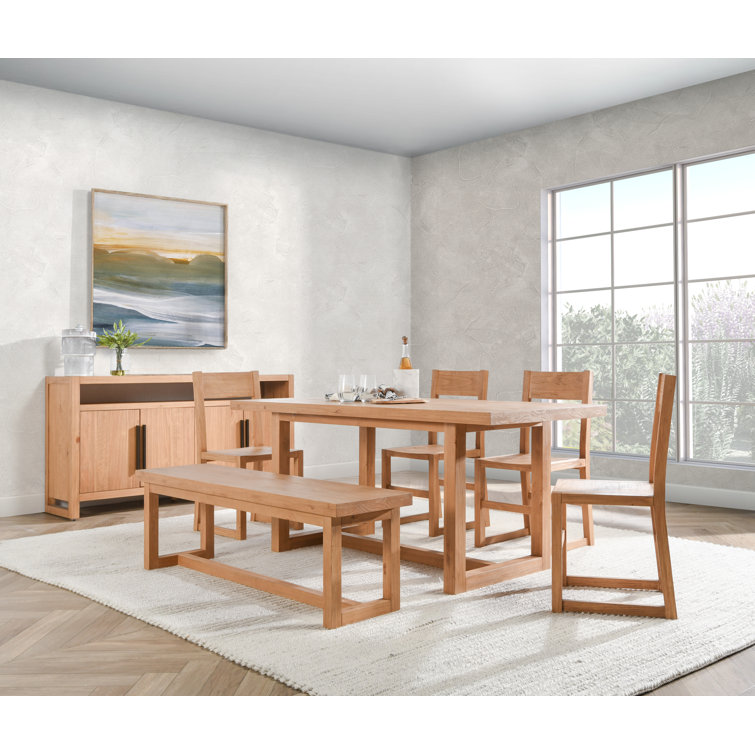 Natural Wood Transitional 70" Rectangle Dining Table