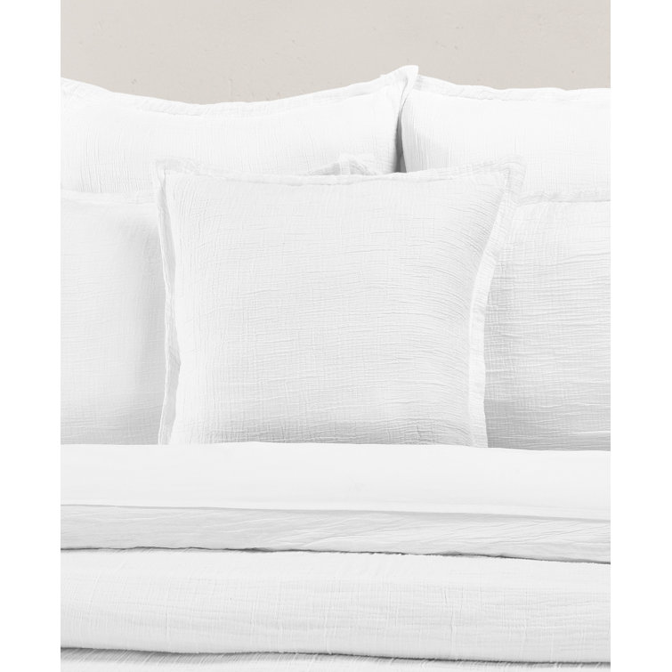 White Cotton and Polyester Square Throw Pillow Cover
