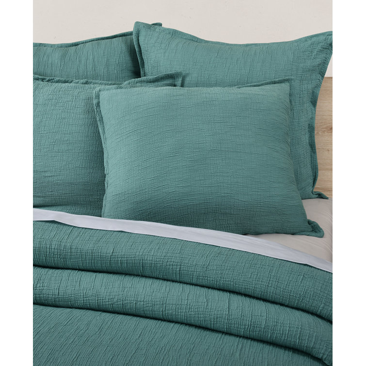 Teal Cotton Standard Sham with Zipper Closure