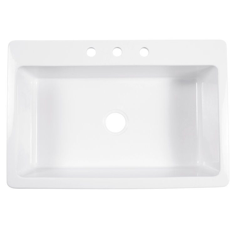 Jackson 33" Crisp White Fireclay Single Bowl Drop-In Kitchen Sink