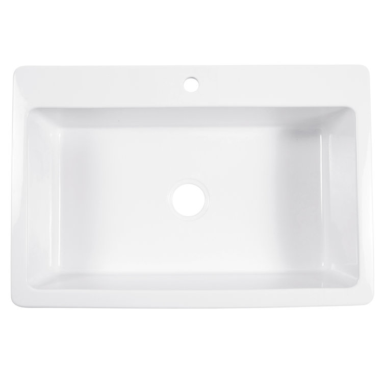 Jackson Crisp White Fireclay 33" Single Bowl Drop-In Kitchen Sink