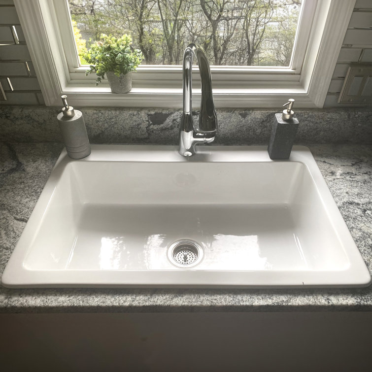 Jackson Crisp White Fireclay 33" Single Bowl Drop-In Kitchen Sink
