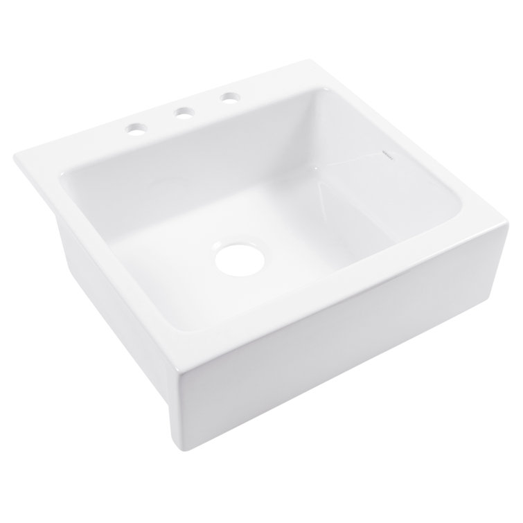 Parker White Fireclay 25.75" Single Bowl Farmhouse Apron Kitchen Sink