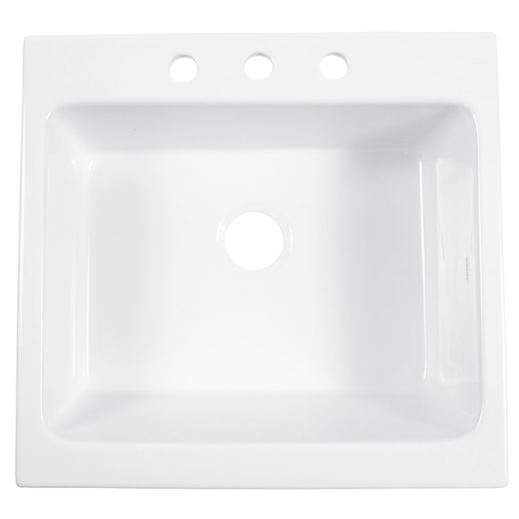 Parker Fireclay 26" White Single Bowl Farmhouse Sink with Stainless Steel Faucet