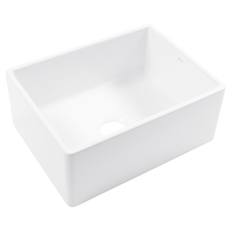 Crisp White Fireclay Single Bowl Farmhouse Kitchen Sink