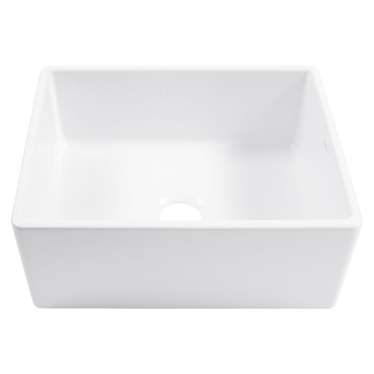 Crisp White Fireclay Single Bowl Farmhouse Kitchen Sink