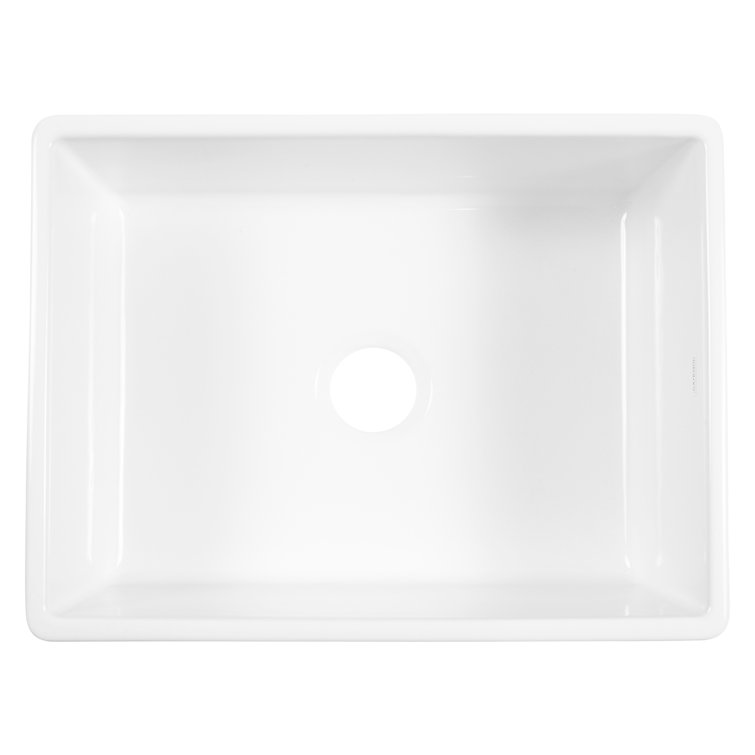 Crisp White Fireclay Single Bowl Farmhouse Kitchen Sink