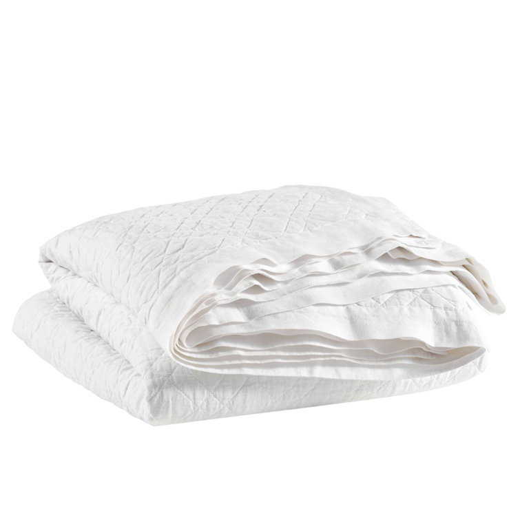 Linen White Reversible Cotton Full/Queen Quilt Set