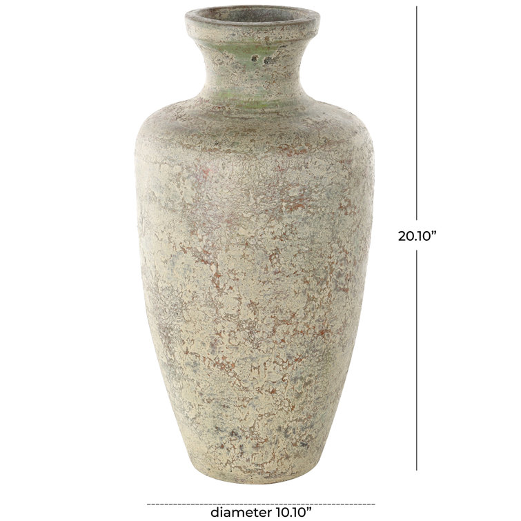 Rustic Cream and Brown Ceramic Urn Vase