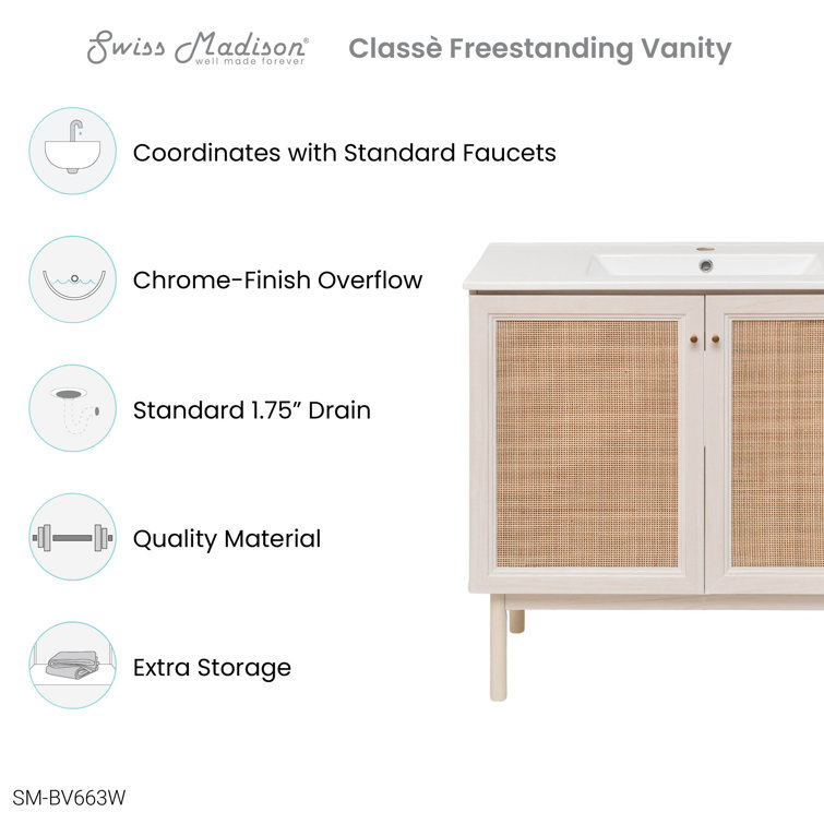 Classe 36" White Oak Freestanding Bathroom Vanity