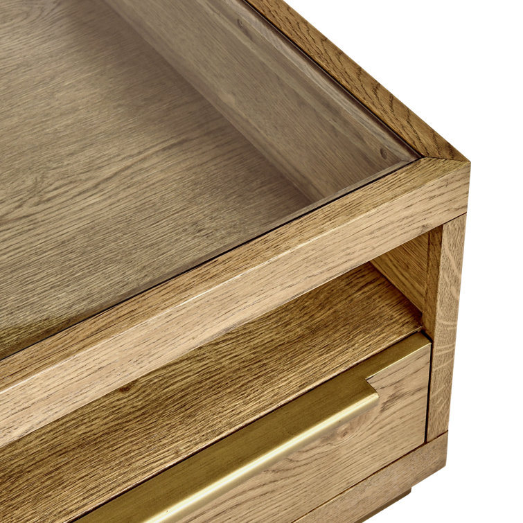 Fallbrook 58" Brown Oak Veneer Coffee Table with Storage