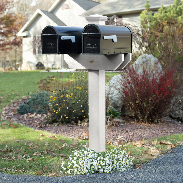 Hazelton White Poly Lumber Double Mailbox Post