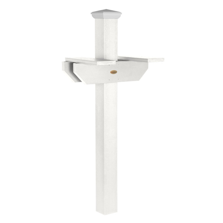 Hazelton White Poly Lumber Double Mailbox Post