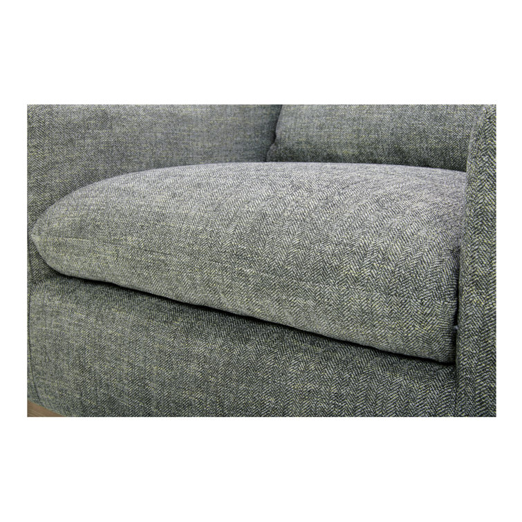 Moss Green Barrel Swivel Accent Chair with Wood Base