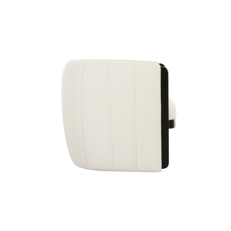 White Polyester Upholstered Armchair with Wood Frame