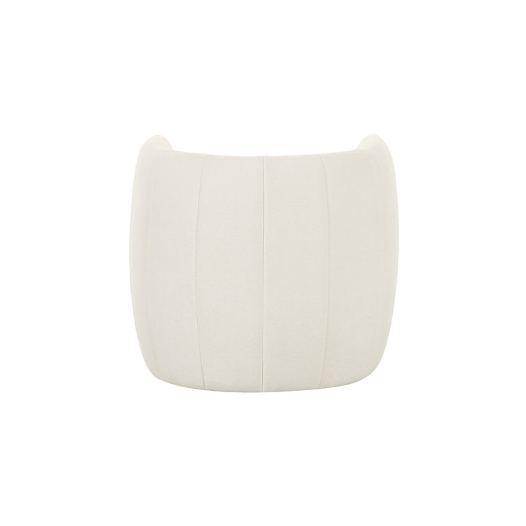 White Polyester Upholstered Armchair with Wood Frame