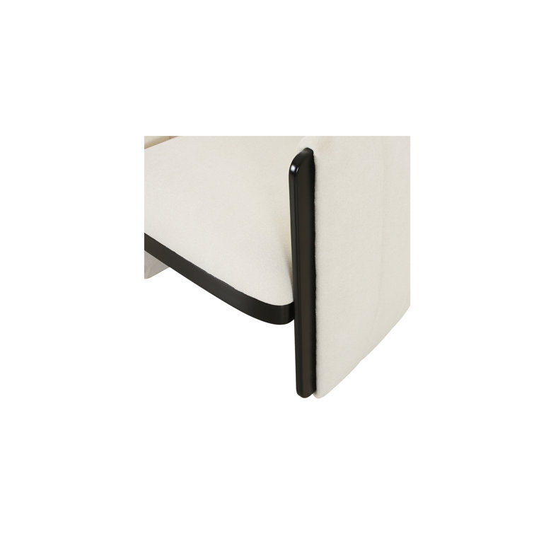 White Polyester Upholstered Armchair with Wood Frame
