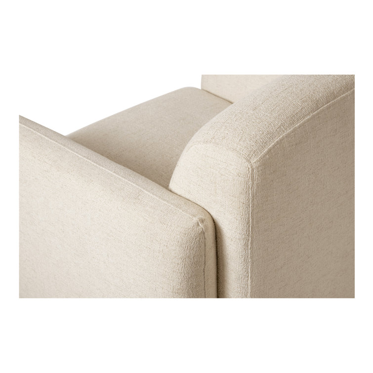 White Polyester Upholstered Barrel Accent Chair with Solid Wood Frame