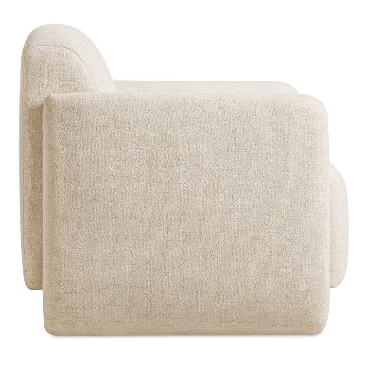 White Polyester Upholstered Barrel Accent Chair with Solid Wood Frame