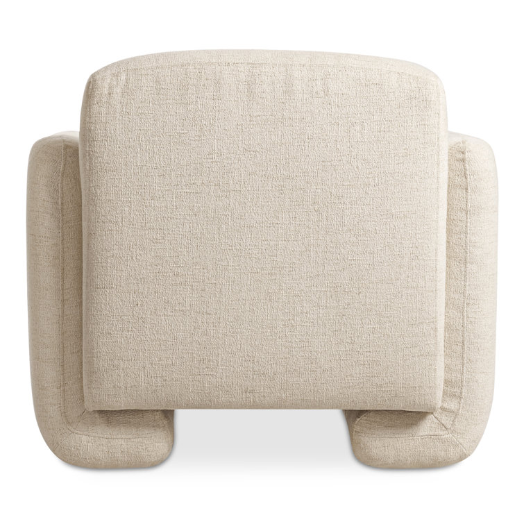 White Polyester Upholstered Barrel Accent Chair with Solid Wood Frame