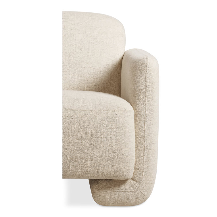 White Polyester Upholstered Barrel Accent Chair with Solid Wood Frame