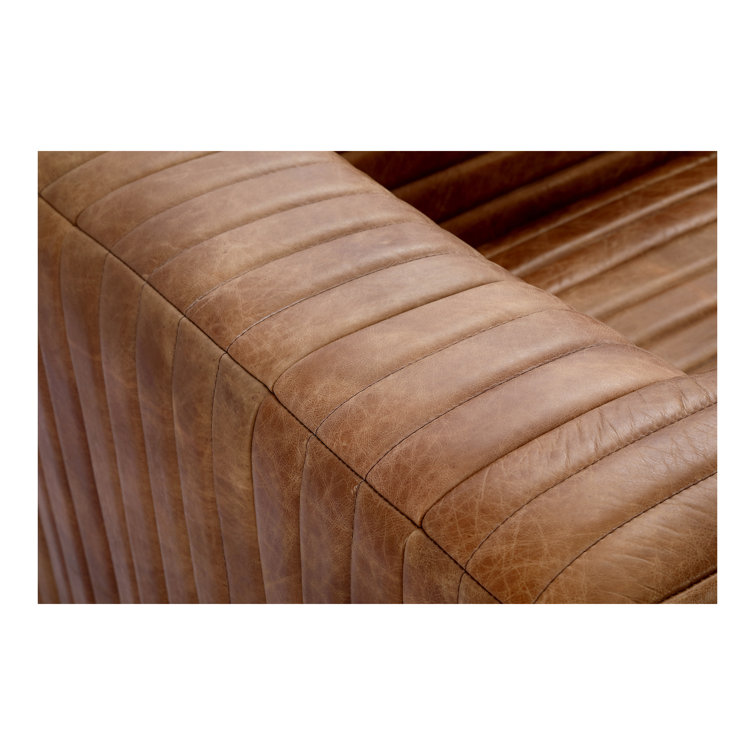 Castle Brown Top Grain Leather Armchair with Wood Frame
