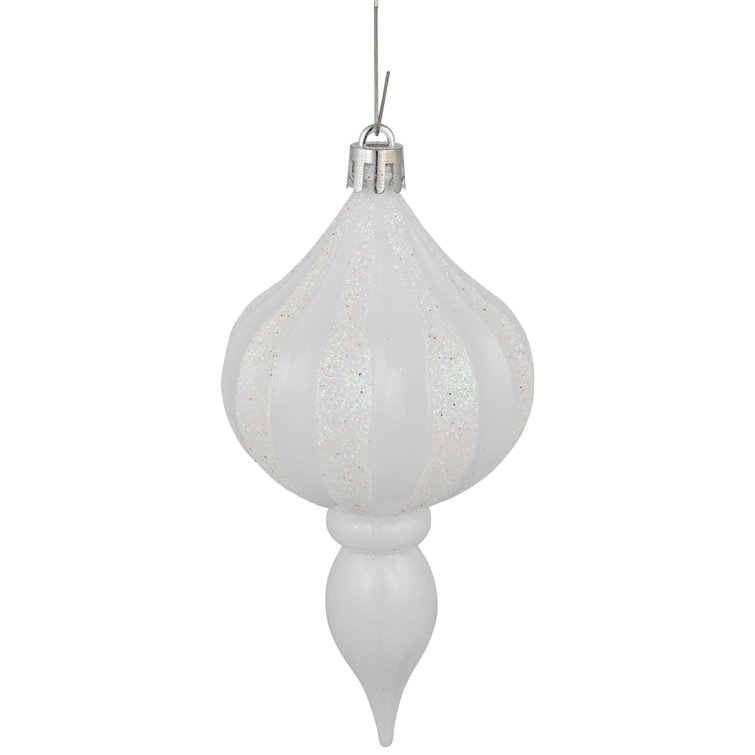White Shatterproof Plastic Finial Christmas Ornaments Set