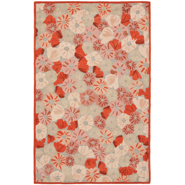 Handmade Poppy Field Cayenne Red Wool & Viscose 8' x 10' Area Rug