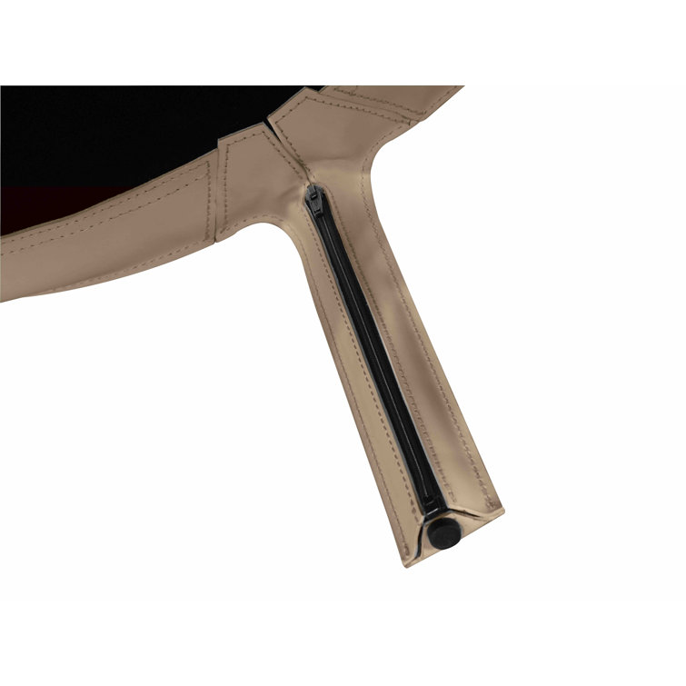Taupe Round Genuine Italian Leather and Metal End Table