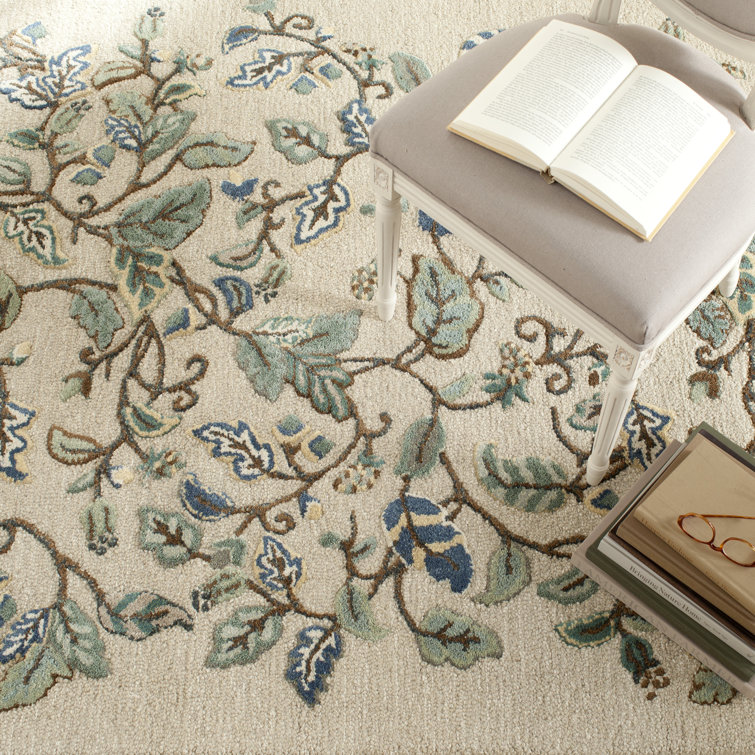 Colonial Blue 8' x 10' Handmade Wool and Viscose Tufted Rug