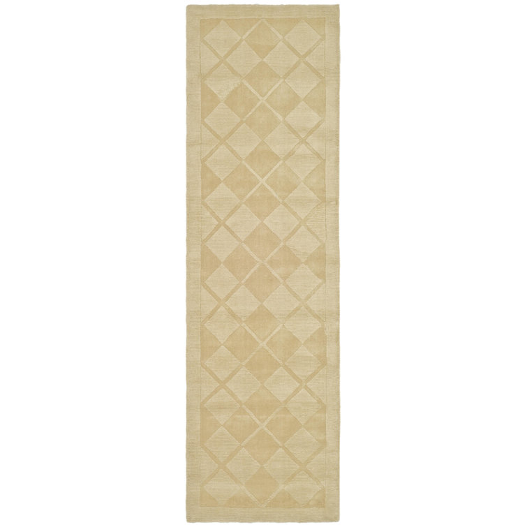 Argyle Beige Hand Tufted Wool Geometric Runner Rug