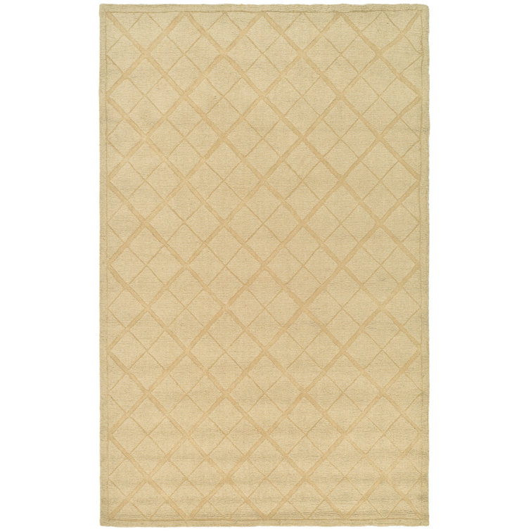 Handmade Beige Wool Tufted Rectangular Rug 5' x 8'