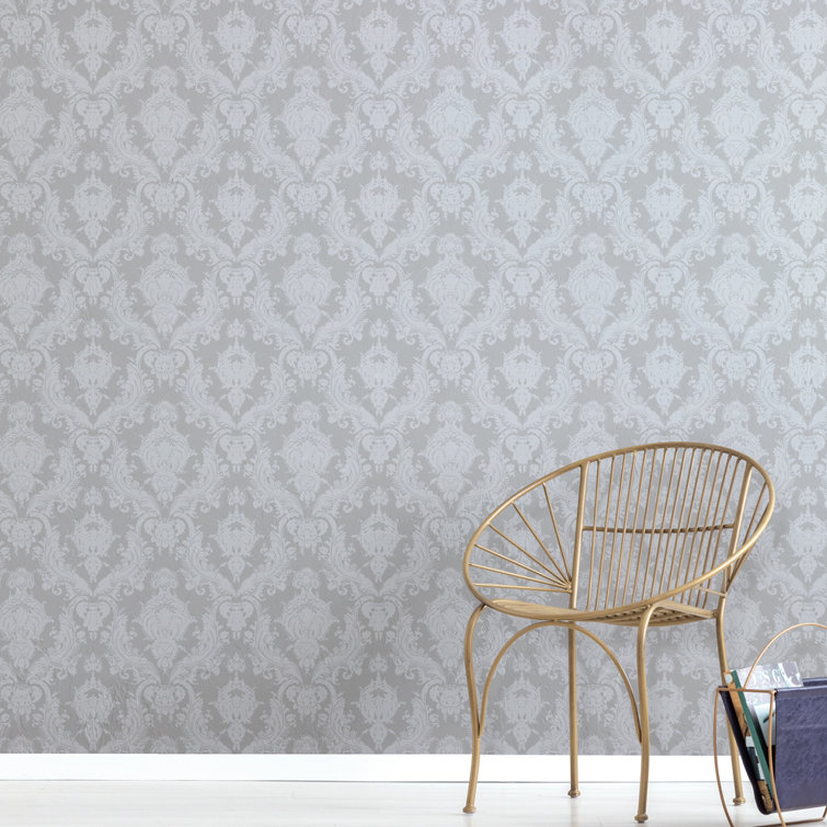 Platinum Damask Textured Peel and Stick Wallpaper Roll