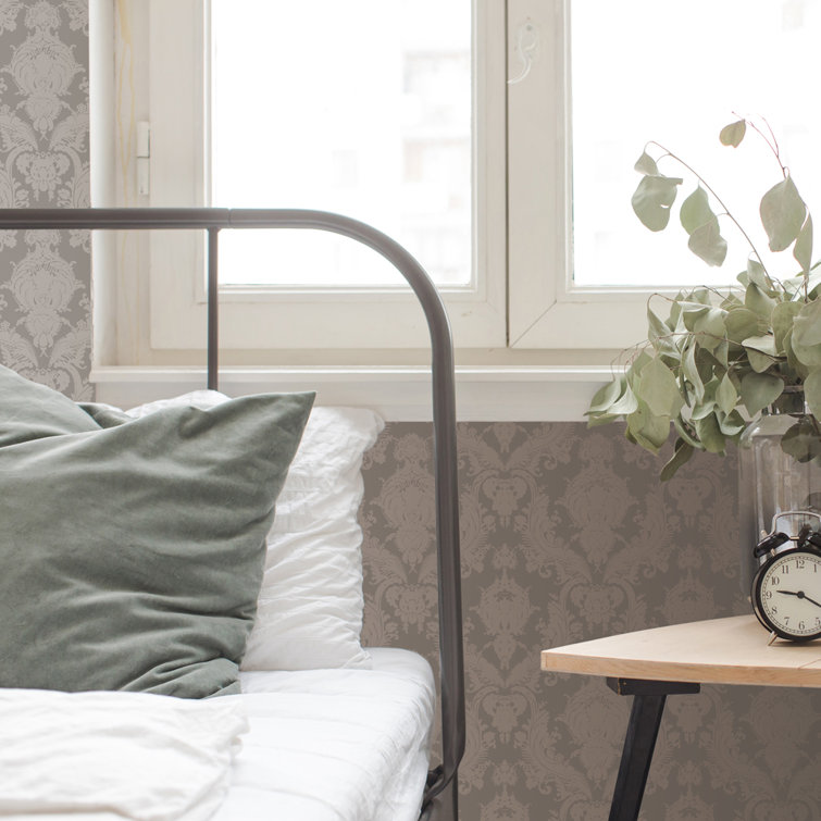 Platinum Damask Textured Peel and Stick Wallpaper Roll