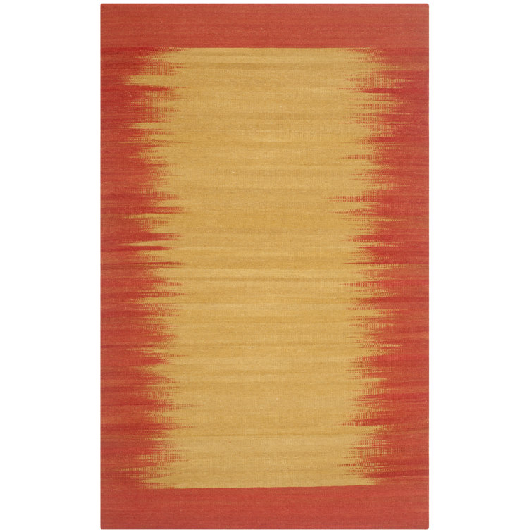Hand-Woven Rust Wool 5' x 8' Reversible Area Rug
