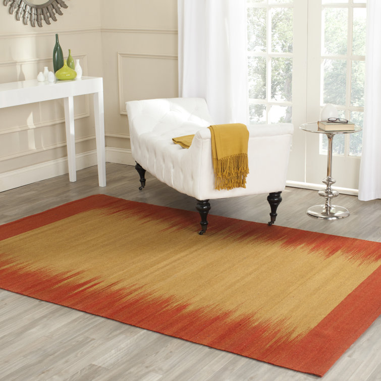 Hand-Woven Rust Wool 5' x 8' Reversible Area Rug