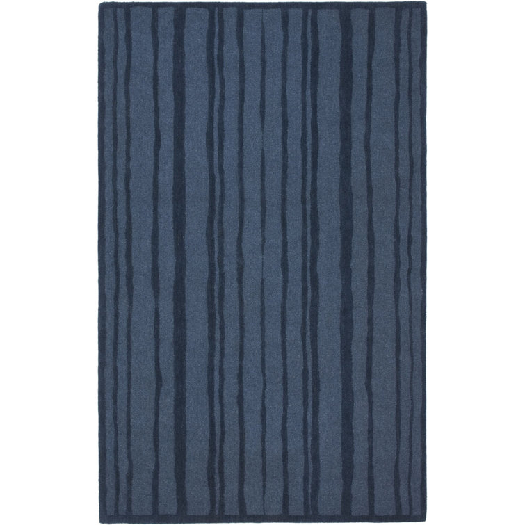 Handmade Blue Wool Tufted Round Stripe Rug 8' x 10'