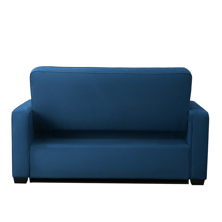 Navy Blue Tufted Microfiber Full Sleeper Loveseat