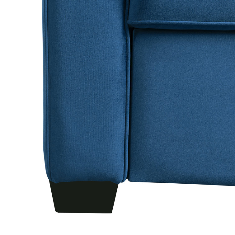 Navy Blue Tufted Queen Size Convertible Sofa with Wood Frame