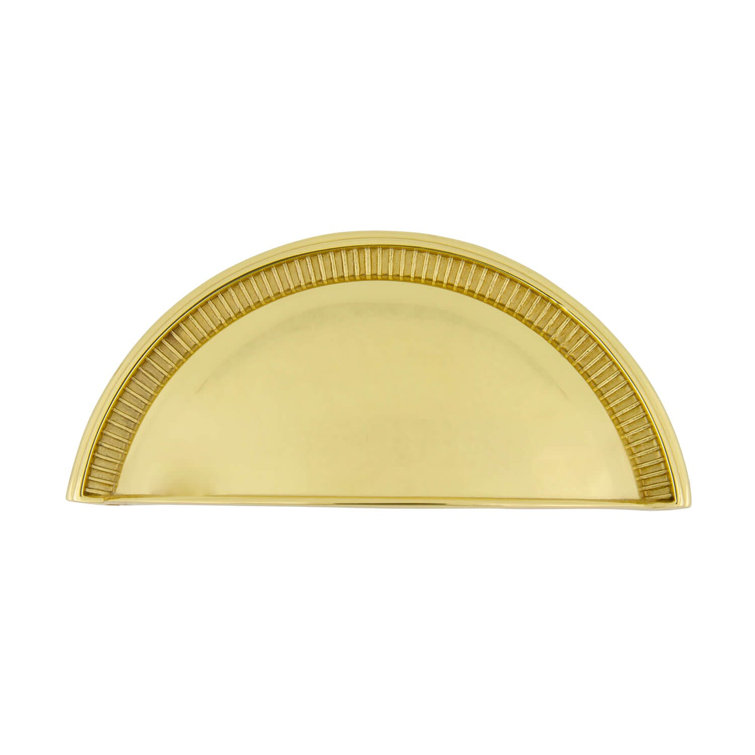 Polished Brass Traditional Cup Pull with Mounting Hardware