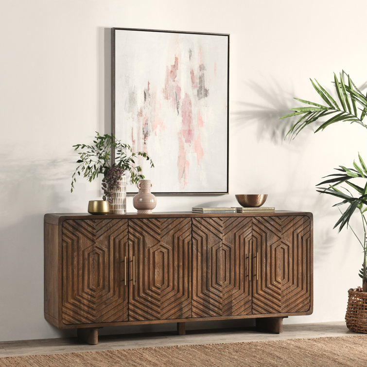 Holmes 78'' Brown Mango Wood Art Deco Sideboard