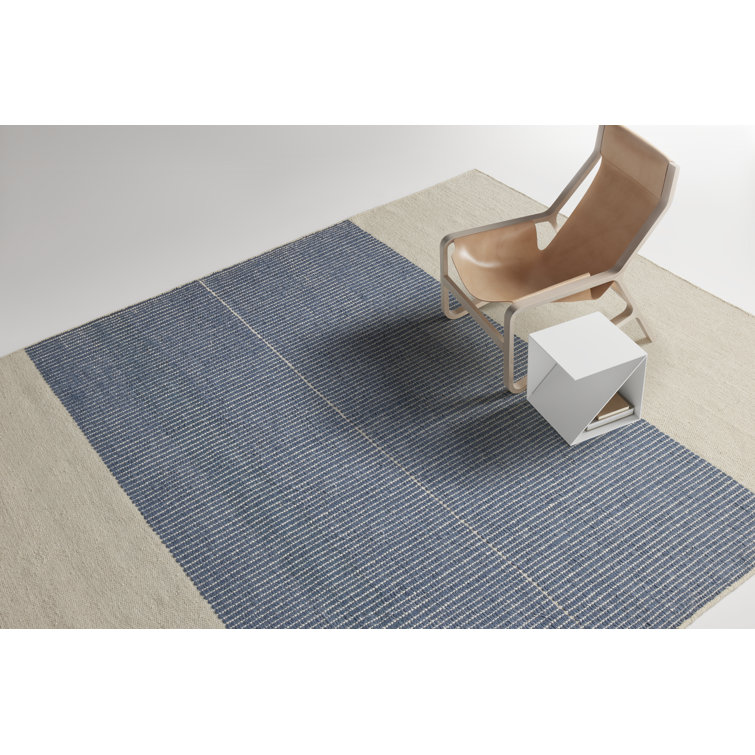 Natural and Gray Wool Flat Woven Stripe Rug, 6' x 9'