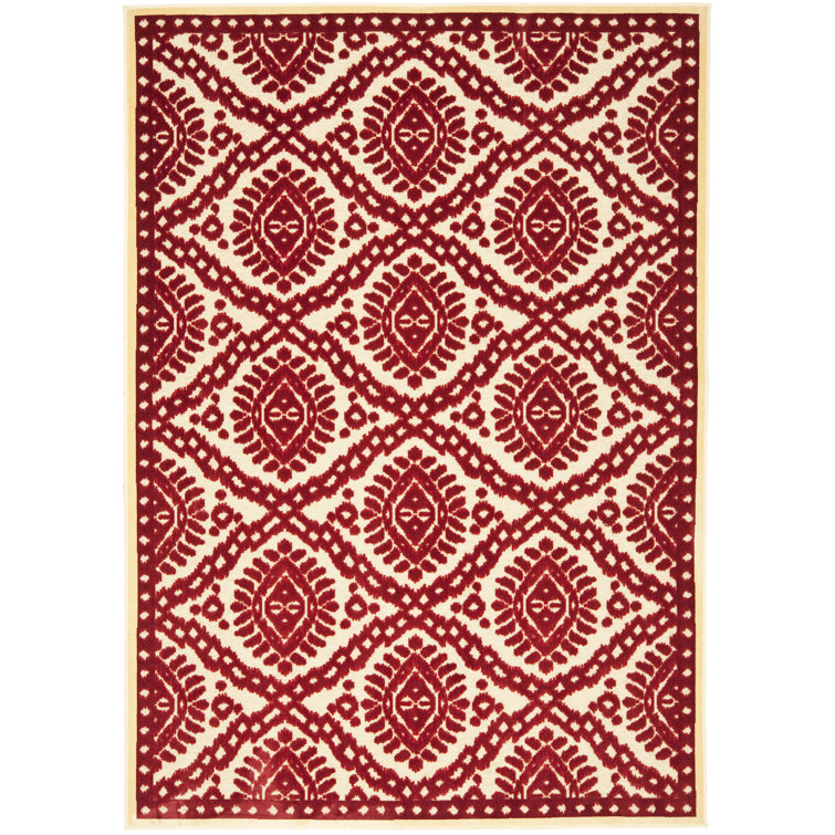 Handmade Tufted Rectangular Barn Red Wool-Viscose Rug, 4' x 5'7"