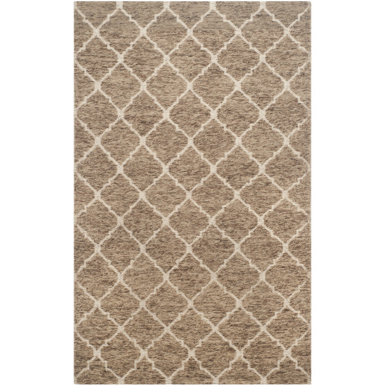 Ivory Geometric Handmade Wool 4' x 6' Tufted Area Rug