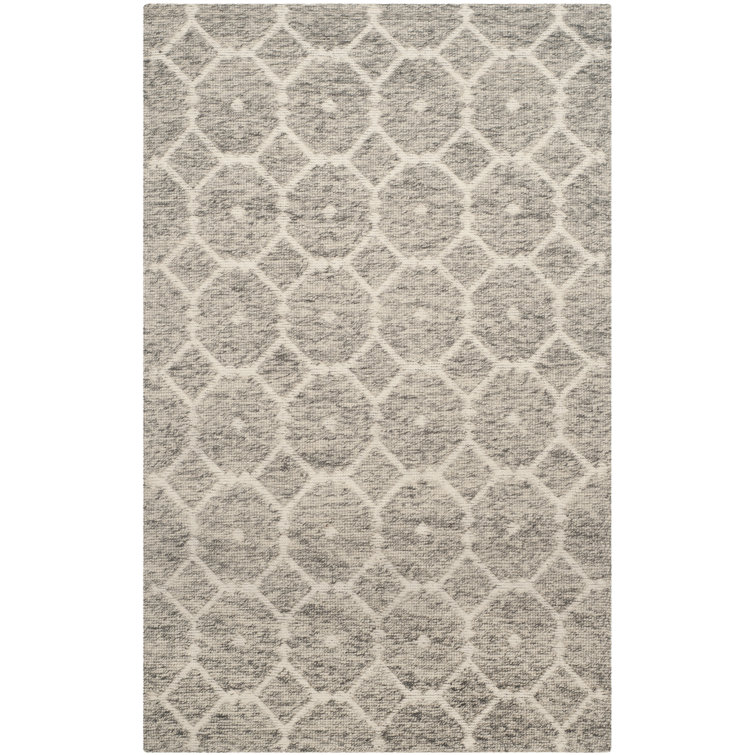 Gray Geometric Tufted Wool 4' x 6' Area Rug