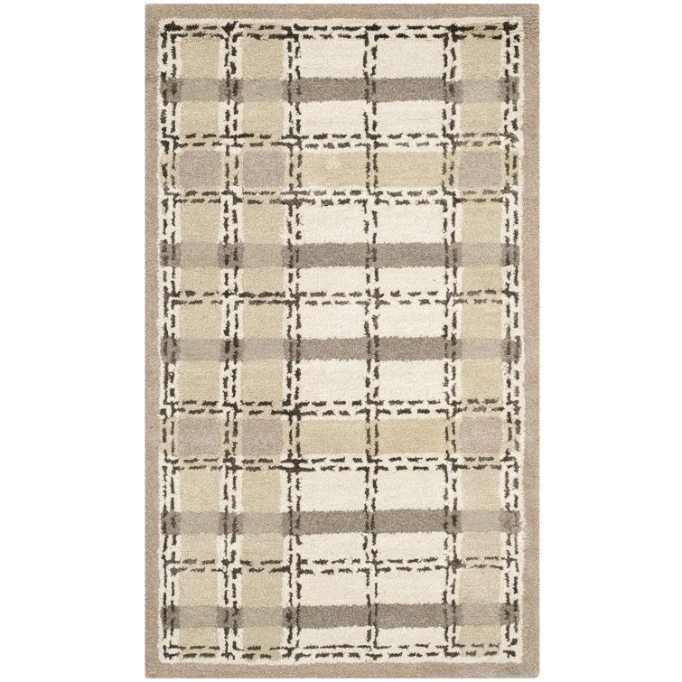 Sharkey Gray Hand Tufted Wool & Viscose Plaid Area Rug 5' x 8'