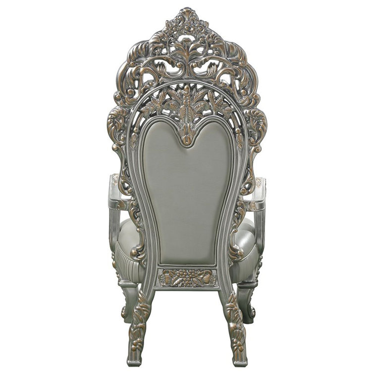 Champagne Tufted Synthetic Leather Carved Side Chair