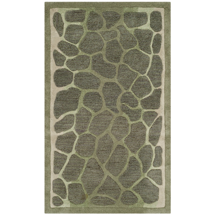 Handmade Red Wool and Viscose Tufted Rectangular Rug